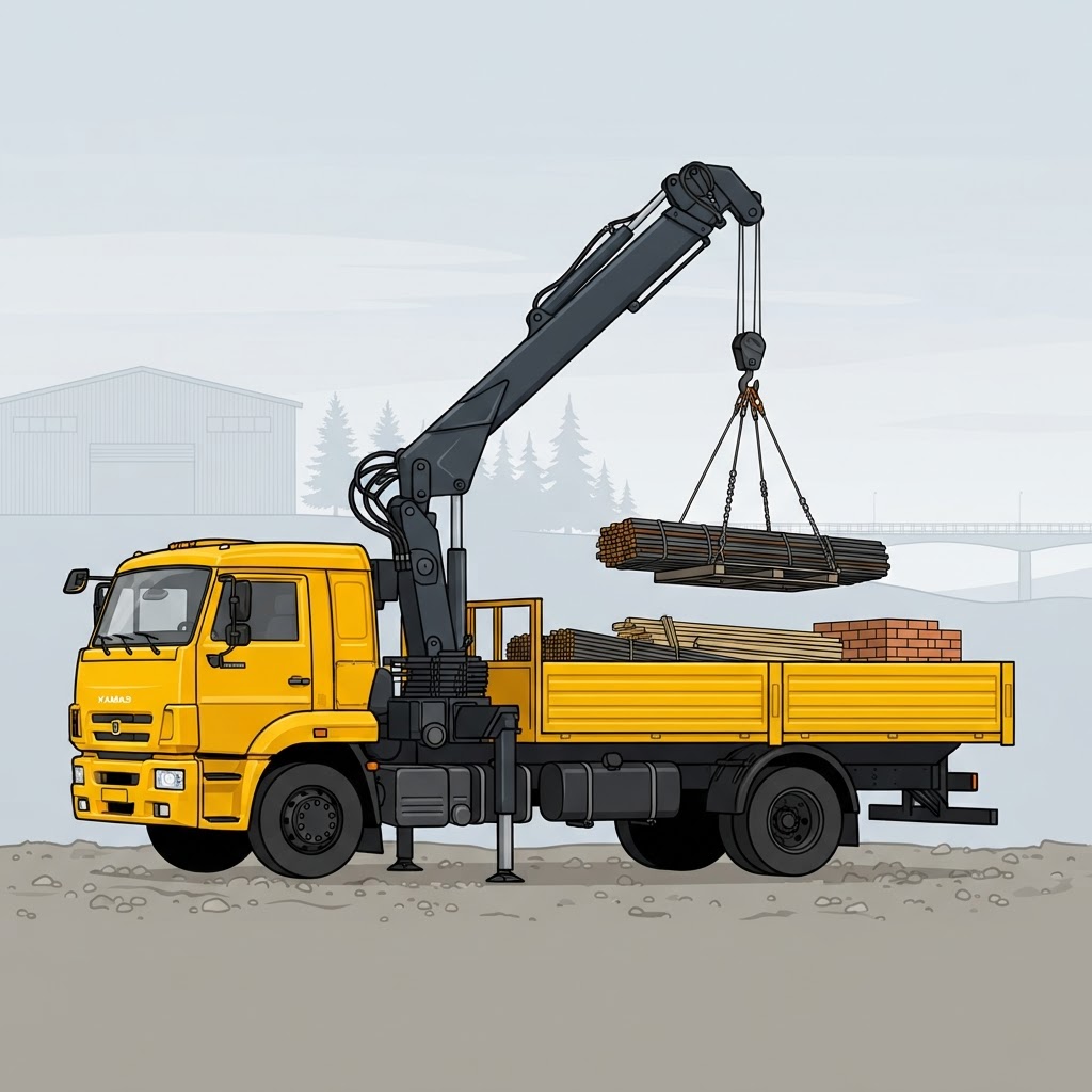 Доставка и разгрузка стройматериалов манипулятором КАМАЗ в Архангельске