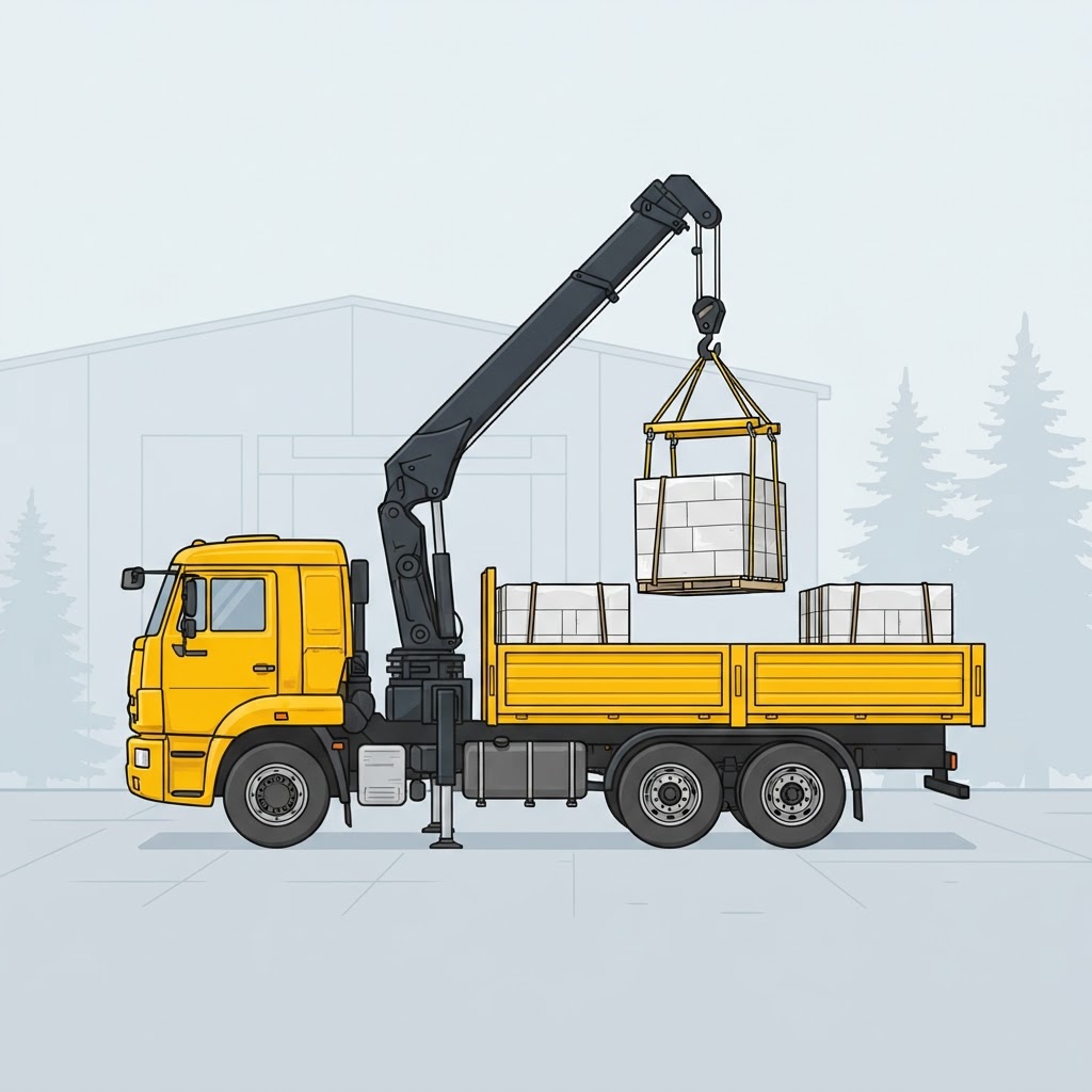 Перевозка газобетона и пеноблоков манипулятором в Архангельске